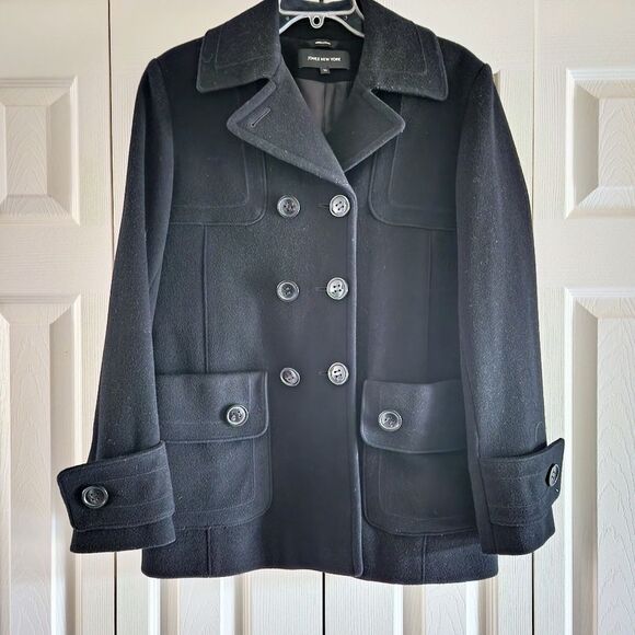 Jones New York Women's Woll Blend Pea Coat Button Fron Pockets Size 12 - Picture 1 of 4